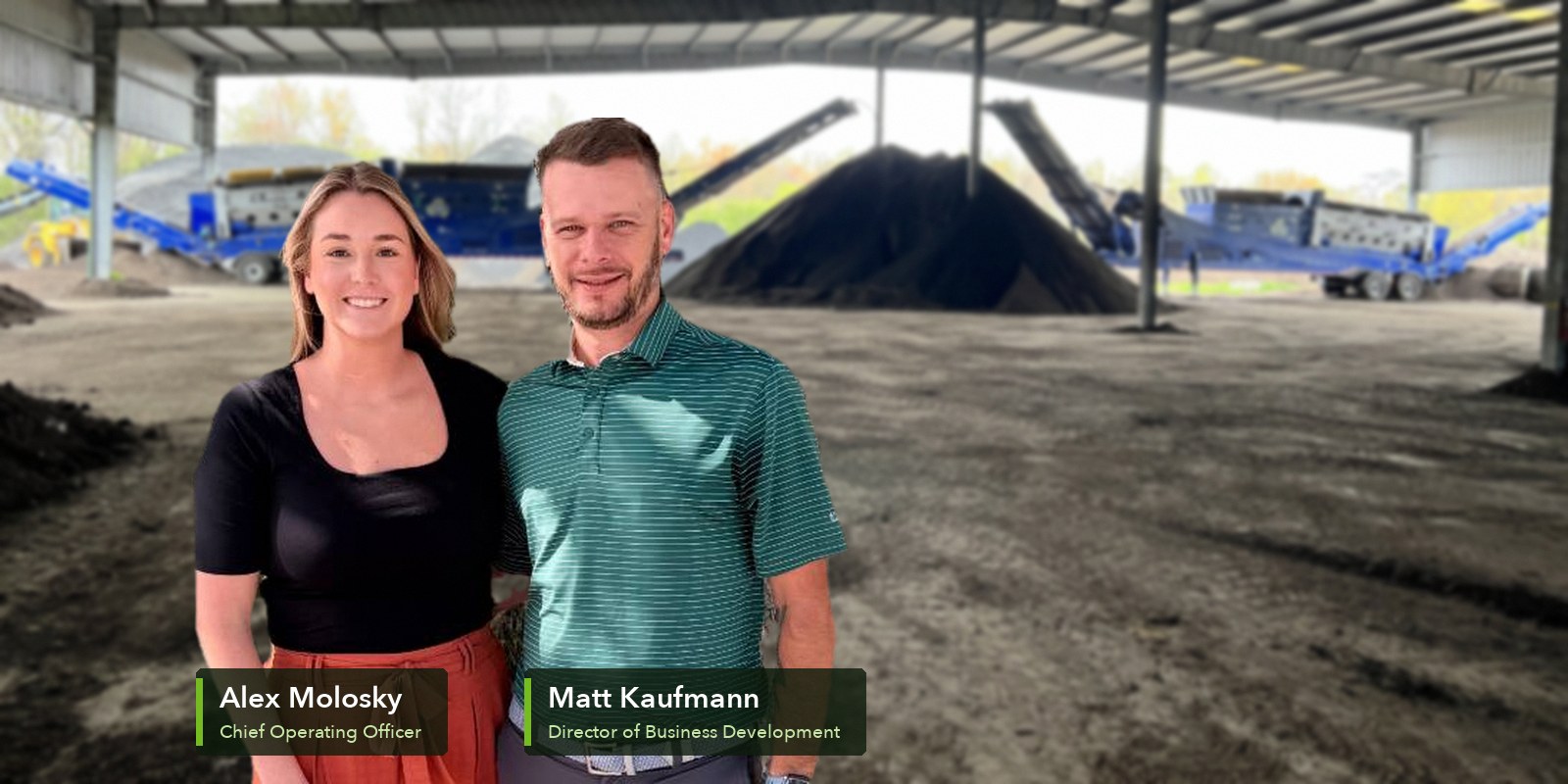 Alex Molosky, Chief Operating Officer, and Matt Kaufmann, Director of Business Development, at a Mirimichi Green production facility